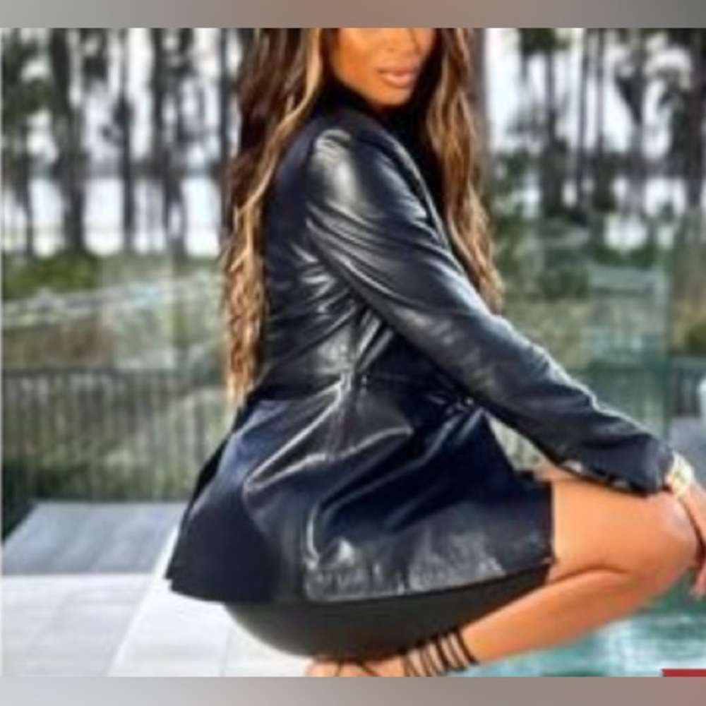Lita by Ciara NWT Wide Leg Drawstring Lamb Leather Shorts in Black Large